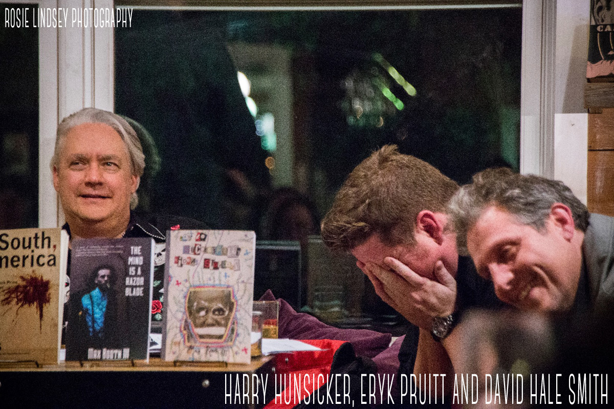Harry Hunsicker, Eryk Pruitt and David Hale Smith at Noir at the Bar Dallas 2015, Rosie Lindsey Photography